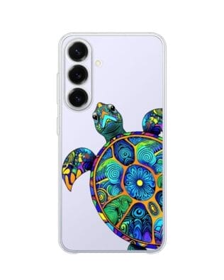 Etui do Samsung Galaxy S25 FE przeźroczyste, silikonowe Flexi, Dzika Mandala, Żółw