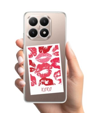 Etui do Xiaomi 15T przeźroczyste, silikonowe Flexi, pocałunki, Polaroid