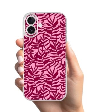 Etui do iPhone 17 przeźroczyste, silikonowe Flexi, Summer Patterns, bordowe liście