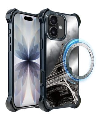 Etui do iPhone 17 IBIZU DropGuard Ultra z MagSafe, Noir City, Wieża Eiffla