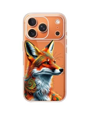Etui do iPhone 17 Pro Max przeźroczyste, silikonowe Flexi, Dzika Mandala, Twarz lisa