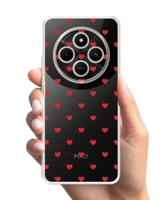 Etui do Xiaomi POCO C75 przeźroczyste, silikonowe Flexi, Mini Patterns, Serduszka