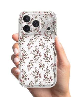 Etui do iPhone 17 Pro Max przeźroczyste, silikonowe Flexi, Mini Patterns, Różyczki