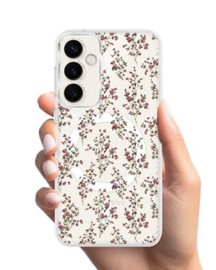 Etui do Samsung Galaxy S23 FE 5G z MagSafe przeźroczyste, silikonowe Flexi, Mini Patterns, Różyczki