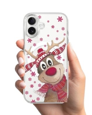 Etui do iPhone 17 z MagSafe przeźroczyste, silikonowe Flexi, Renifer