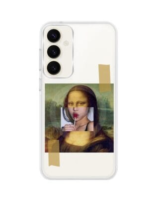 Etui do Samsung Galaxy S23 Plus z MagSafe przeźroczyste, silikonowe Flexi, Mona Lisa z lizakiem