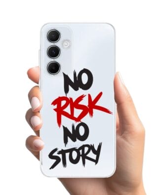 Etui do Samsung Galaxy A55 5G przeźroczyste, silikonowe Flexi, Positive Vibes, No Risk No Story