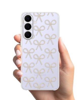 Etui do Samsung Galaxy S25 FE przeźroczyste, silikonowe Flexi, Przytulne święta, złote kokardki