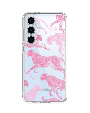 Etui do Samsung Galaxy S24 FE przeźroczyste, silikonowe Flexi, Mystic, Różowe pumy