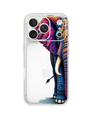 Etui do iPhone 17 Pro przeźroczyste, silikonowe Flexi, Dzika Mandala, Słoń