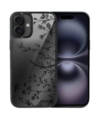 Etui do iPhone 16 IBIZU DropGuard Matt z MagSafe, Midnight, Dotyk kwiatów