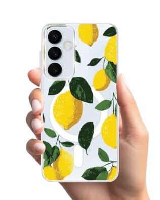 Etui do Samsung Galaxy A55 5G z MagSafe przeźroczyste, silikonowe Flexi, Italian Summer, Cytrynowe