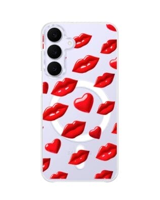 Etui do Samsung Galaxy S25 FE z MagSafe przeźroczyste, silikonowe Flexi, czerwone usta