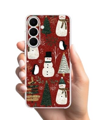 Etui do Samsung Galaxy S25 FE przeźroczyste, silikonowe Flexi, Przytulne święta, Rustykalna świąteczna kraina