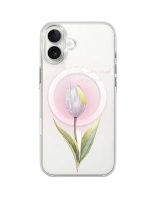 Etui do iPhone 17 z MagSafe przeźroczyste, silikonowe Flexi, tulipan