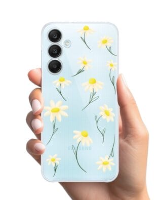 Etui do Samsung Galaxy M35 5G przeźroczyste, silikonowe Flexi, stokrotki