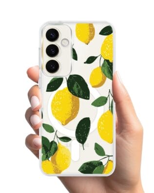 Etui do Samsung Galaxy S23 Plus z MagSafe przeźroczyste, silikonowe Flexi, Italian Summer, Cytrynowe