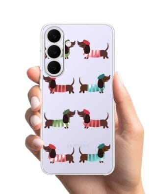 Etui do Samsung Galaxy S25 FE przeźroczyste, silikonowe Flexi, Summer Patterns, eleganckie jamniki