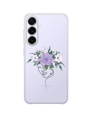 Etui do Samsung Galaxy S25 FE przeźroczyste, silikonowe Flexi, kobieta z Kwiatami