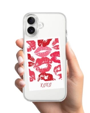 Etui do iPhone 17 z MagSafe przeźroczyste, silikonowe Flexi, pocałunki, Polaroid