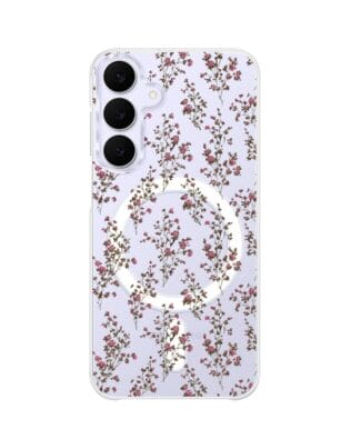 Etui do Samsung Galaxy S25 FE z MagSafe przeźroczyste, silikonowe Flexi, Mini Patterns, Różyczki