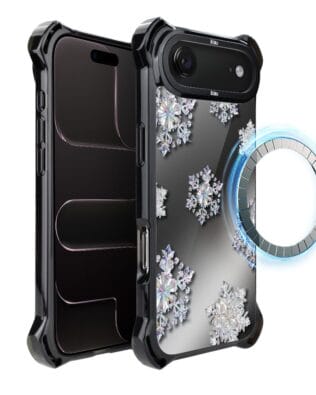 Etui do iPhone Air IBIZU DropGuard Ultra z MagSafe, Zimowa magia, Królewskie płatki śniegu