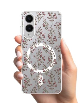 Etui do Samsung Galaxy S25 Edge z MagSafe przeźroczyste, silikonowe Flexi, Mini Patterns, Różyczki