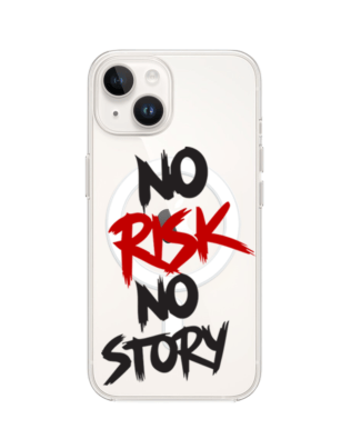 Etui do iPhone 13 z MagSafe przeźroczyste, silikonowe Flexi, Positive Vibes, No Risk No Story