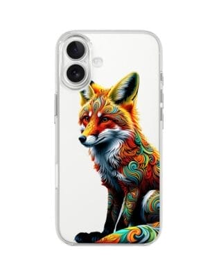 Etui do iPhone 17 przeźroczyste, silikonowe Flexi, Dzika Mandala, Lis