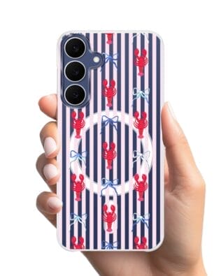 Etui do Samsung Galaxy S25 FE z MagSafe przeźroczyste, silikonowe Flexi, Summer Patterns, krab i kokardki