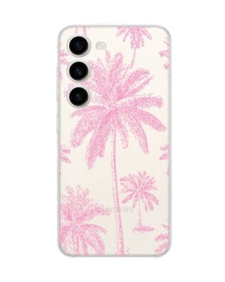 Etui do Samsung Galaxy S23 Plus przeźroczyste, silikonowe Flexi, Mystic, Różowe palmy