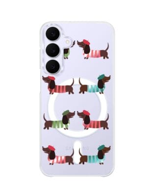 Etui do Samsung Galaxy S25 FE z MagSafe przeźroczyste, silikonowe Flexi, Summer Patterns, eleganckie jamniki