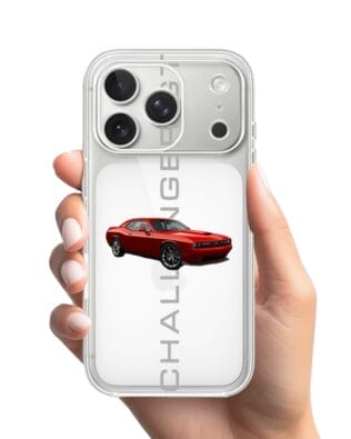 Etui do iPhone 17 Pro Max przeźroczyste, silikonowe Flexi, Szybkie Auta, czerwony Challenger GT