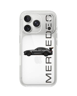 Etui do iPhone 17 Pro Max przeźroczyste, silikonowe Flexi, Szybkie Auta, Stalowe AMG-GT