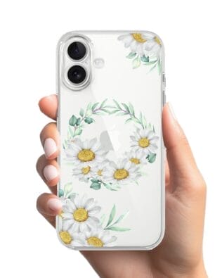 Etui do iPhone 17 przeźroczyste, silikonowe Flexi, wianek stokrotek