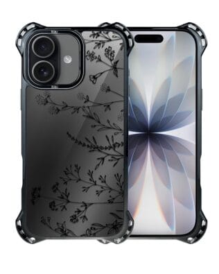 Etui do iPhone 17 IBIZU DropGuard Ultra z MagSafe, Midnight Mirror, Dotyk kwiatów