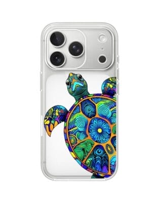 Etui do iPhone 17 Pro przeźroczyste, silikonowe Flexi, Dzika Mandala, Żółw