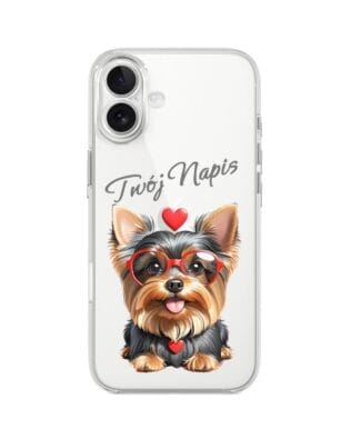 Etui do iPhone 17 przeźroczyste, silikonowe Flexi, Puppy Love, pies rasy York