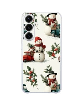 Etui do Samsung Galaxy S25 FE przeźroczyste, silikonowe Flexi, Przytulne święta, Zimowe miasteczko