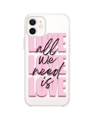 Etui do iPhone 12 z MagSafe przeźroczyste, silikonowe Flexi, Positive Vibes, All We Need Is Love