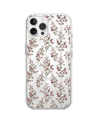 Etui do iPhone 12 Pro z MagSafe przeźroczyste, silikonowe Flexi, Mini Patterns, Różyczki