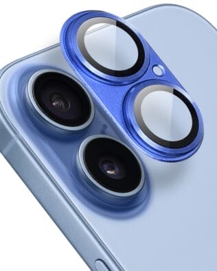 Metalowa osłona na cały aparat z wbudowanymi szkłami do iPhone 17, ultramaryna
