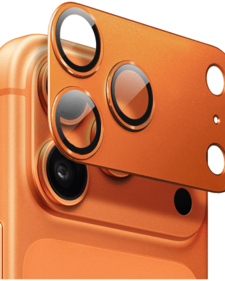 Metalowa osłona na cały aparat z wbudowanymi szkłami do iPhone 17 Pro Max, pomarańczowa