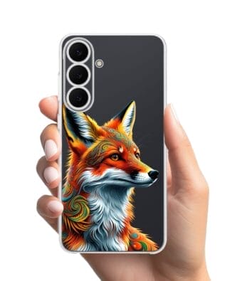 Etui do Samsung Galaxy S25 FE przeźroczyste, silikonowe Flexi, Dzika Mandala, Twarz lisa