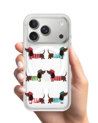 Etui do iPhone 17 Pro Max z MagSafe przeźroczyste, silikonowe Flexi, Summer Patterns, eleganckie jamniki