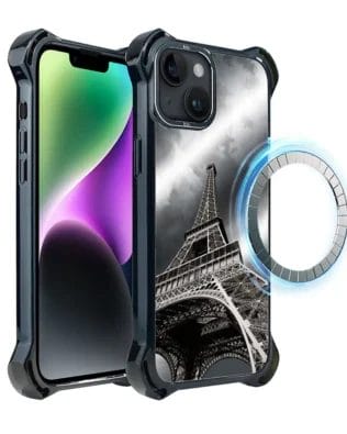 Etui do iPhone 14 Plus IBIZU DropGuard Ultra z MagSafe, Noir City, Wieża Eiffla