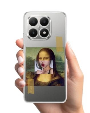 Etui do Xiaomi 15T przeźroczyste, silikonowe Flexi, Mona lisa z lizakiem