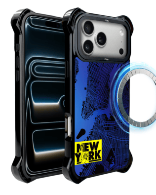 Etui do iPhone 17 Pro Max IBIZU DropGuard Ultra z MagSafe, mapy świata, New York