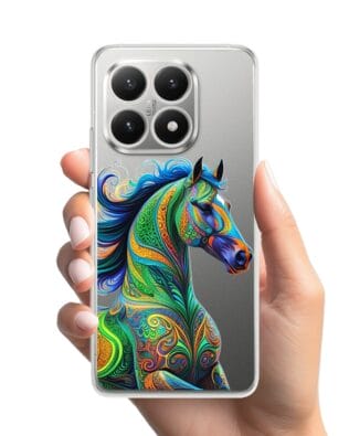 Etui do Xiaomi 15T przeźroczyste, silikonowe Flexi, Dzika Mandala, Koń
