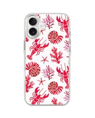 Etui do iPhone 17 z MagSafe przeźroczyste, silikonowe Flexi, Summer Patterns, krab, muszle